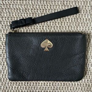 Kate Spade Black Wristlet with Gold Logo